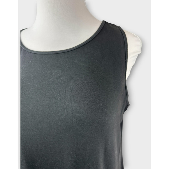 Eileen Fisher Stretch Jersey Knit Round Neck Dress Maxi Sleeveless Black Size XL - Picture 8 of 16